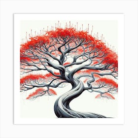 Abstract modernist Erythrina tree 3 Art Print