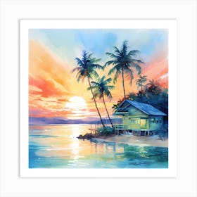 Sapphire Skies: Caribbean Canvas Reverie Art Print