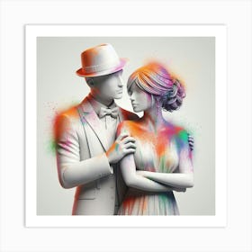 3d Rendering Of A Couple In Love Art Print