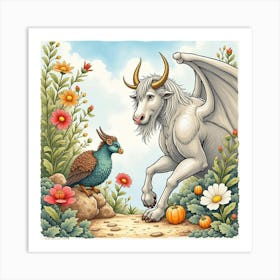 Watercolor The Mythical Beings Of Greece In Vibrant, Enchanting Scenes 1 Art Print