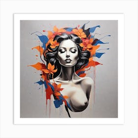 Woman With Flowers #2 Art Print Art Print