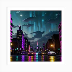 Metropolis Glow A City’s Nocturnal Charm Art Print