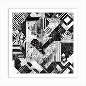 Abstract Geometric Patterns In Monochrome 1 Art Print