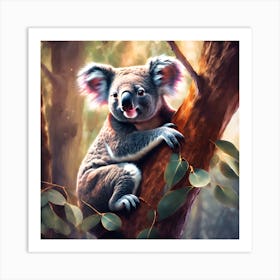 Koala in the Eucalyptus Tree Art Print