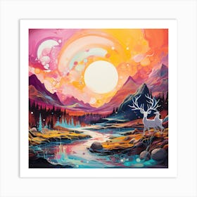 Sunset In The Mountains 3 Art Print