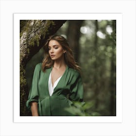 Woman In A Green Dress Art Print