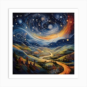 Celestial Canvas: Brushstroke Serenade Art Print