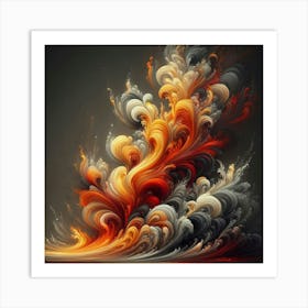 Abstract FireWith Swirling Shades And smokes, Wallart Art Print