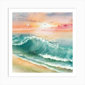 Watercolor Seascape Painting Art Print