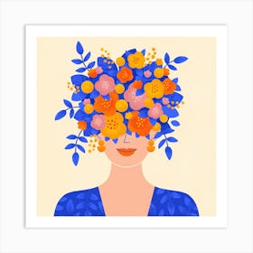 Frida In Flowers Square Art Print