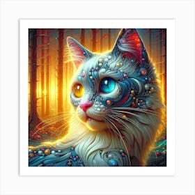 Feline Cat Creative Artwork Illustration 128 Art Print