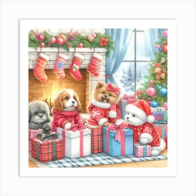 Christmas Dogs 2 Art Print