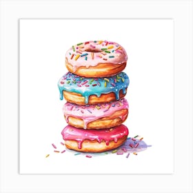 Stack Of Rainbow Donuts 5 Art Print