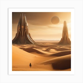 Futuristic Desert Landscape Art Print