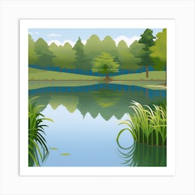 Pond In The Forest 3 Art Print