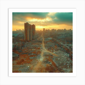 Abandoned City At Sunset Art Print