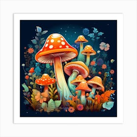 Mushrooms In The Forest 26 Art Print