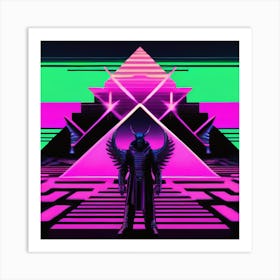 Neon Pyramids Art Print