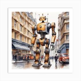 Robot On The Street 53 Art Print