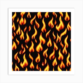 Flames On Black Background 7 Art Print