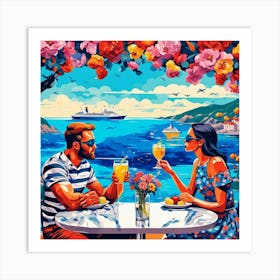 Romantic Evening At The Seaside Art Print