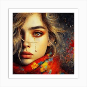 Girl With Tears Art Print