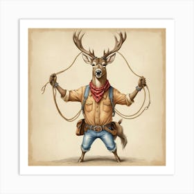 Cowboy Deer 1 Art Print