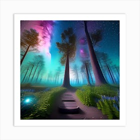 3d Illustration Of A Forest Art Print