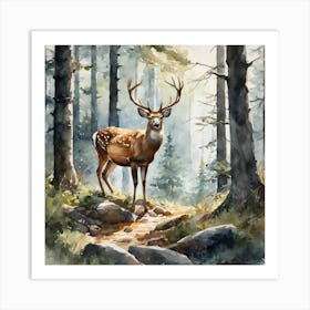 Deer In The Woods 73 Art Print