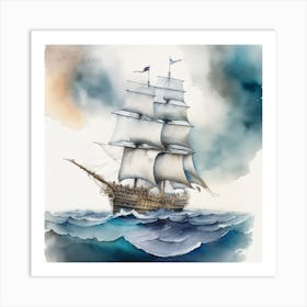 Sailing Ship In The Ocean 1 Art Print