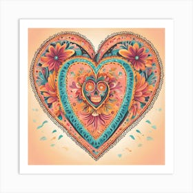 Dia de los Muertos Mexican Heart Halo Art Print