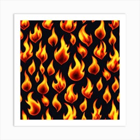 Flames On Black Background 17 Art Print