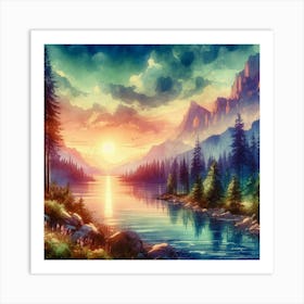 Sunset In The Mountains 1 Art Print