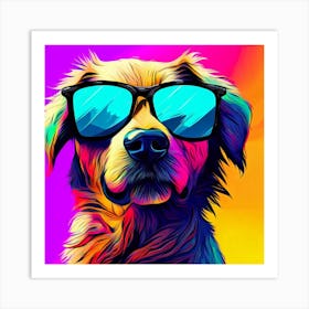 Groovy Dog In Sunglasses Art Print