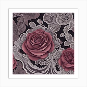 Roses On A Black Background Art Print