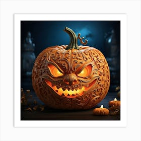 Halloween Pumpkin Carving 1 Art Print