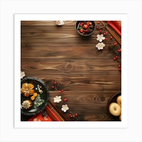 Chuseok Wooden Table From Above Banner Texture W 1718393474 2 Art Print