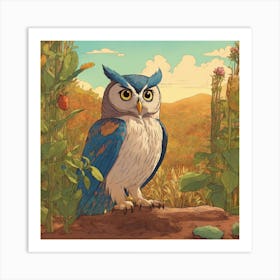 Owl In The Field 1 Art Print