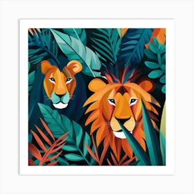 Lions In The Jungle 1 Art Print
