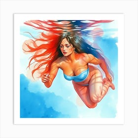 Underwater Woman 2 Art Print