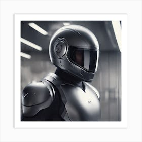 Create A Cinematic Apple Commercial Showcasing The Futuristic And Technologically Advanced World Of The Man In The Hightech Helmet, Highlighting The Cuttingedge Innovations And Sleek Design Of The Helmet And (12) Art Print