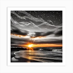 Music Notes At Sunset 13 Art Print