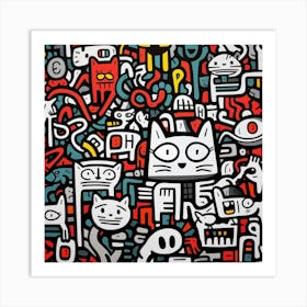 Abstract Cats Art Print