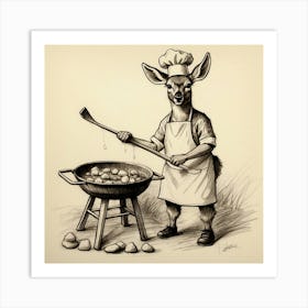 Chef Deer 35 Art Print