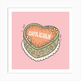 Capricorn Heart Cake Art Print