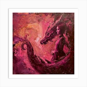 Dragon And Woman Art Print