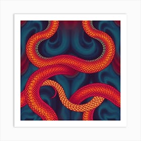 Snakes On A Blue Background 1 Art Print