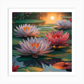 Water Lilies garden Art Print