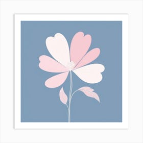 A White And Pink Flower In Minimalist Style Square Composition 426 Art Print