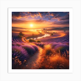 Lavender Fields At Sunset 2 Art Print